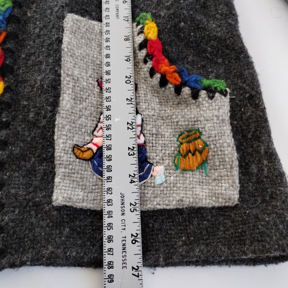 Handcrafted Ecuadorian Wool Cardigan Size XL Gray - Picture 11 of 12